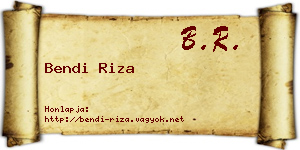 Bendi Riza névjegykártya